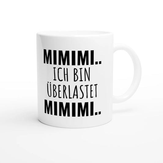 Weiße Keramiktasse 325 ml mit Aufdruck "Mimimi" – Schreibtischtasse von Vollzeitfrust, Ansicht von rechts