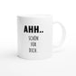 Weiße Keramiktasse 325 ml mit Aufdruck "Ahh" – Schreibtischtasse von Vollzeitfrust, Ansicht von rechts
