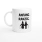 Weiße Keramiktasse 325 ml mit Aufdruck "Anfang ranzig" – Schreibtischtasse von Vollzeitfrust, Ansicht von links