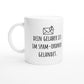 Weiße Keramiktasse 325 ml mit Aufdruck "Dein Gelaber ist im Spam-Ordner gelandet" – Schreibtischtasse von Vollzeitfrust, Ansicht von links