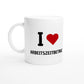 Weiße Keramiktasse 325 ml mit Aufdruck "I love Arbeitszeitbetrug" – Schreibtischtasse von Vollzeitfrust, Ansicht von links