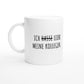 Weiße Keramiktasse 325 ml mit Aufdruck "Ich hasse liebe meine Kollegen" – Schreibtischtasse von Vollzeitfrust, Ansicht von links