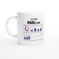Weiße Keramiktasse 325 ml mit Aufdruck "Ich liebe ANALysen" – Schreibtischtasse von Vollzeitfrust, Ansicht von links