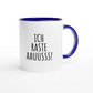 Zweifarbige Keramiktasse 325 ml mit Aufdruck "Ich raste aauusss!" in Blau – Schreibtischtasse von Vollzeitfrust

