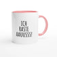 Zweifarbige Keramiktasse 325 ml mit Aufdruck "Ich raste aauusss!" in Rosa – Schreibtischtasse von Vollzeitfrust
