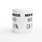 Weiße Keramiktasse mit Aufdruck "Mein Interesse heute bei: ca" – Rundumsicht der Bürotasse von Vollzeitfrust
