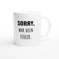 Weiße Keramiktasse 325 ml mit Aufdruck "Sorry, war dein Fehler" – Schreibtischtasse von Vollzeitfrust, Ansicht von rechts
