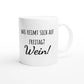 Weiße Keramiktasse 325 ml mit Aufdruck "Was reimt sich auf Freitag? Wein!" – Schreibtischtasse von Vollzeitfrust, Ansicht von rechts