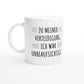 Weiße Keramiktasse 325 ml mit Aufdruck "Zu meiner Verteidigung: Ich war unbeaufsichtigt" – Schreibtischtasse von Vollzeitfrust, Ansicht von links