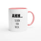 Zweifarbige Keramiktasse 325 ml mit Aufdruck "Ahh.. Schön für dich" in Rosa – Schreibtischtasse von Vollzeitfrust

