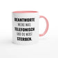 Zweifarbige Keramiktasse 325 ml mit Aufdruck "Beantworte meine Mail telefonisch und du wirst sterben" in Rosa – Schreibtischtasse von Vollzeitfrust

