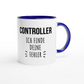 Zweifarbige Keramiktasse 325 ml mit Aufdruck "Controller – Ich finde deine Fehler" in Blau – Schreibtischtasse von Vollzeitfrust
