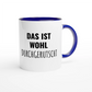 Zweifarbige Keramiktasse 325 ml mit Aufdruck "Das ist wohl durchgerutscht" in Blau – Schreibtischtasse von Vollzeitfrust
