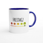 Zweifarbige Keramiktasse 325 ml mit Aufdruck "Freitag!" in Blau – Schreibtischtasse von Vollzeitfrust
