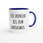 Zweifarbige Keramiktasse 325 ml mit Aufdruck "Ich ironiere bis zum Sarkasmus" in Blau – Schreibtischtasse von Vollzeitfrust
