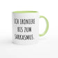Zweifarbige Keramiktasse 325 ml mit Aufdruck "Ich ironiere bis zum Sarkasmus" in Grün – Schreibtischtasse von Vollzeitfrust
