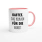 Zweifarbige Keramiktasse 325 ml mit Aufdruck "Kaffee. Das Kokain für die Arbeit" in Rosa – Schreibtischtasse von Vollzeitfrust
