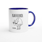 Zweifarbige Keramiktasse 325 ml mit Aufdruck "Kaffeerol. Schlürf" in Blau – Schreibtischtasse von Vollzeitfrust
