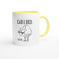 Zweifarbige Keramiktasse 325 ml mit Aufdruck "Kaffeerol. Schlürf" in Gelb – Schreibtischtasse von Vollzeitfrust
