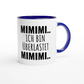 Zweifarbige Keramiktasse 325 ml mit Aufdruck "Mimimi.. Ich bin überlastet. Mimimi" in Blau – Schreibtischtasse von Vollzeitfrust
