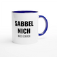 Zweifarbige Keramiktasse 325 ml mit Aufdruck "Sabbel nich. Mach einfach" in Blau – Schreibtischtasse von Vollzeitfrust
