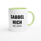 Zweifarbige Keramiktasse 325 ml mit Aufdruck "Sabbel nich. Mach einfach" in Grün – Schreibtischtasse von Vollzeitfrust
