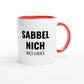 Zweifarbige Keramiktasse 325 ml mit Aufdruck "Sabbel nich. Mach einfach" in Rot – Schreibtischtasse von Vollzeitfrust
