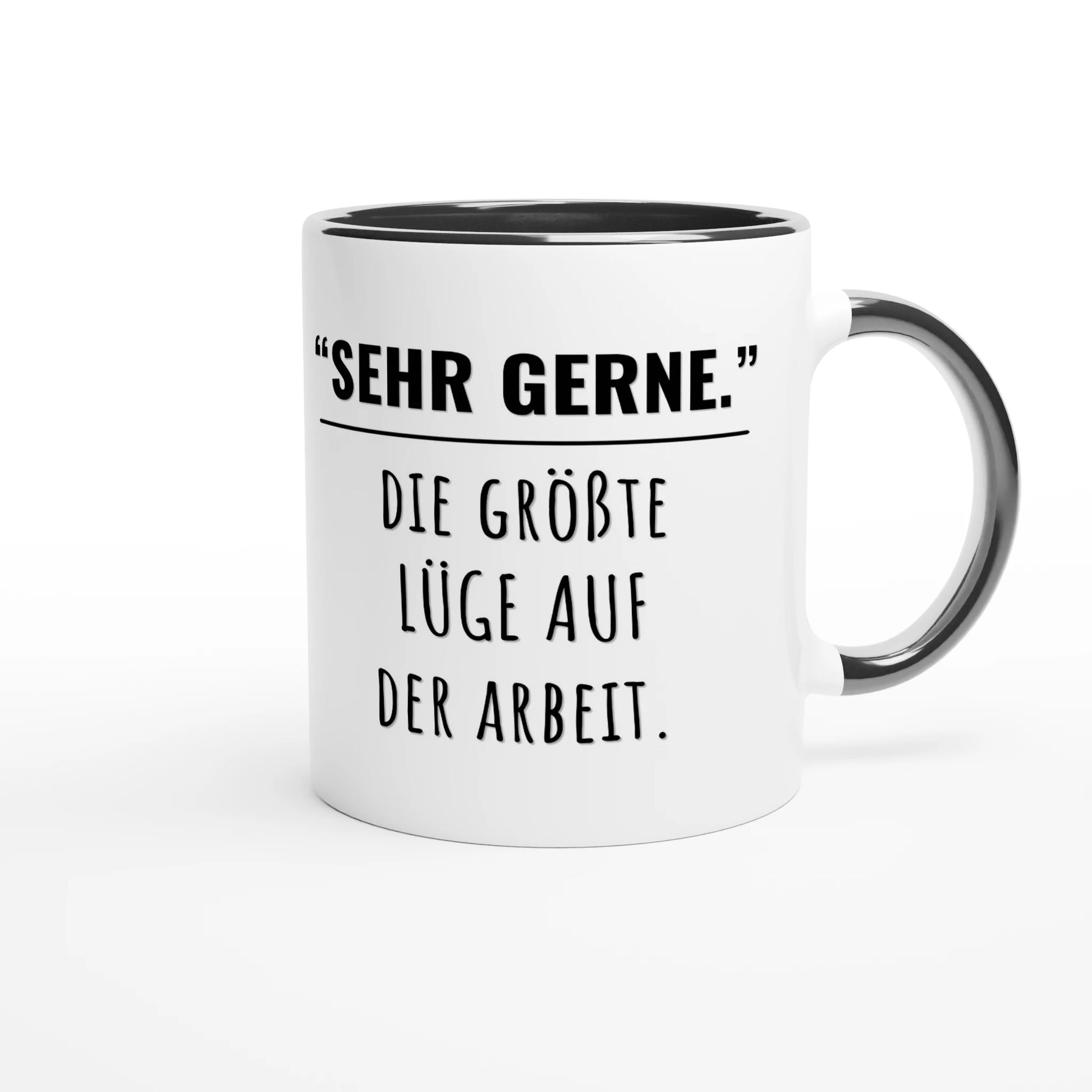 Zweifarbige Keramiktasse 325 ml mit Aufdruck "Sehr gerne" in Schwarz – Schreibtischtasse von Vollzeitfrust
