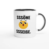Zweifarbige Keramiktasse 325 ml mit Aufdruck "Sssöne Ssseißße" in Schwarz – Schreibtischtasse von Vollzeitfrust
