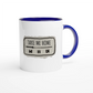 Zweifarbige Keramiktasse 325 ml mit Aufdruck "Take Me Home" in Blau – Schreibtischtasse von Vollzeitfrust
