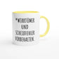 Zweifarbige Keramiktasse 325 ml mit Aufdruck "*Wirrtümer und Scheißfehler vorbehalten" in Gelb – Schreibtischtasse von Vollzeitfrust
