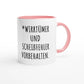 Zweifarbige Keramiktasse 325 ml mit Aufdruck "*Wirrtümer und Scheißfehler vorbehalten" in Rosa – Schreibtischtasse von Vollzeitfrust

