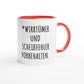 Zweifarbige Keramiktasse 325 ml mit Aufdruck "*Wirrtümer und Scheißfehler vorbehalten" in Rot – Schreibtischtasse von Vollzeitfrust
