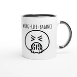 Zweifarbige Keramiktasse 325 ml mit Aufdruck "Würg-Life-Balance" in Schwarz – Schreibtischtasse von Vollzeitfrust
